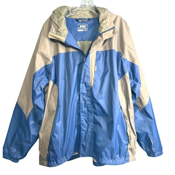 Helly Hansen Waterproof Hooded Jacket Xl Blue Tech Raincoat - Picture 1 of 8